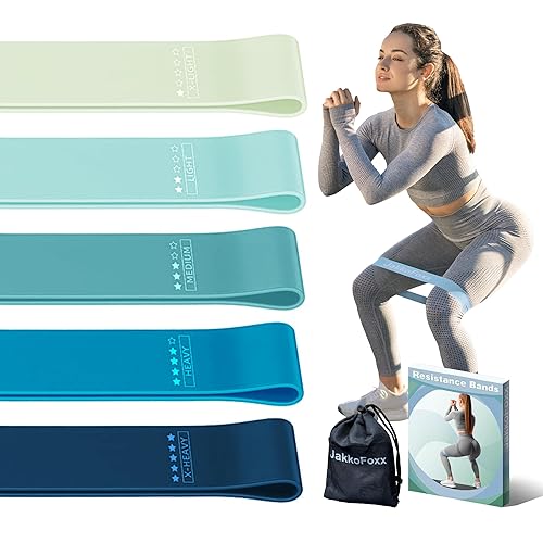 Resistance Loop Exercise Bands, Resistance Bands Exercise Bands for Home Fitness, Stretching, Strength Training, Physical Therapy,Elastic Workout Bands for Women Men Kids, Set of 5 - Blue