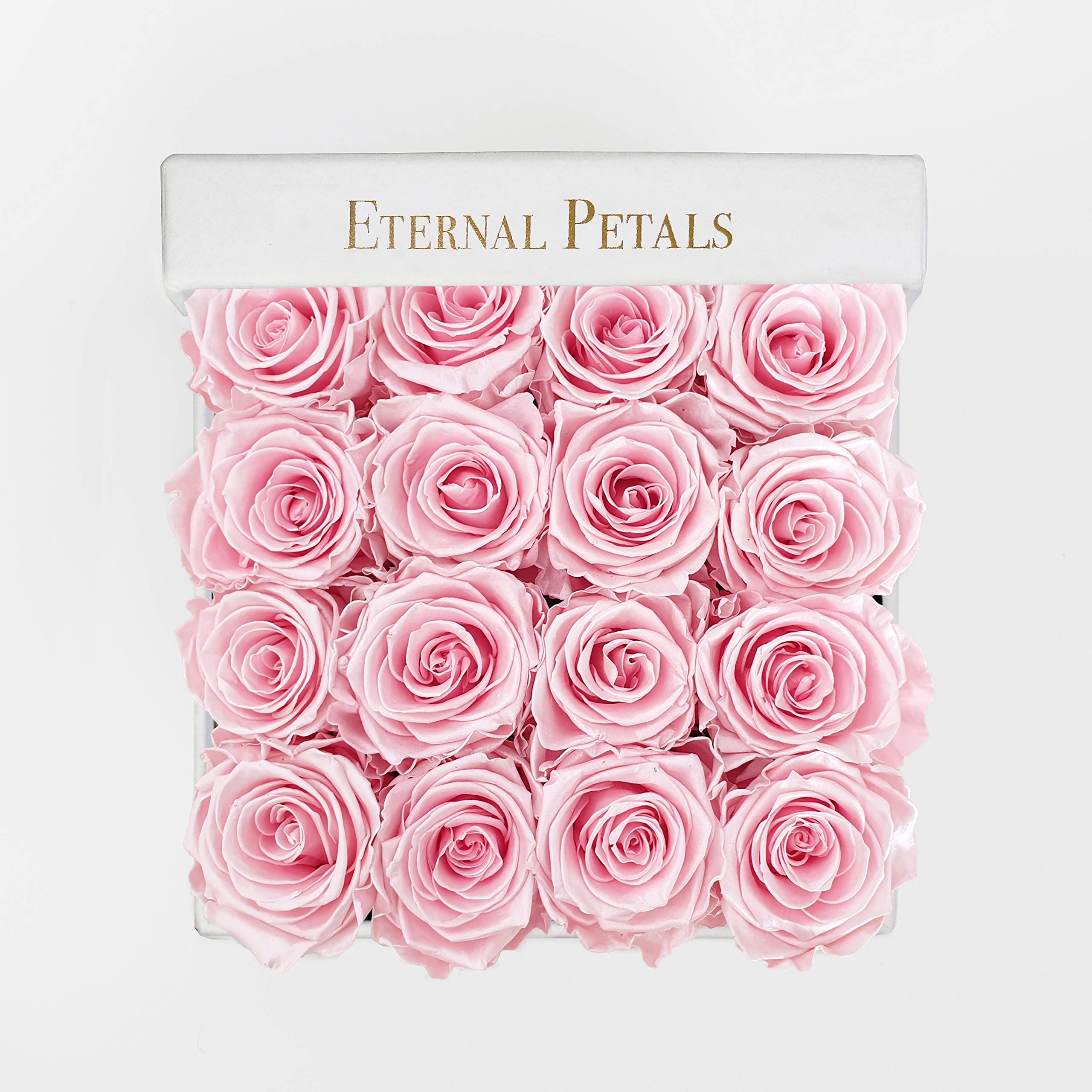 Real Roses That Last A Year - White Velvet (Pink satin)