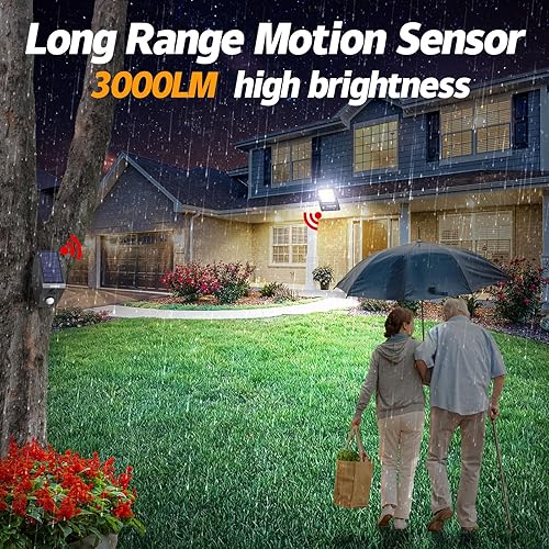 Miniatura 2 de intelamp Luces solares impermeables para exteriores, impermeables, enlazables de 12000 mAh 3000 lm con sensor de movimiento con caja de sensor de