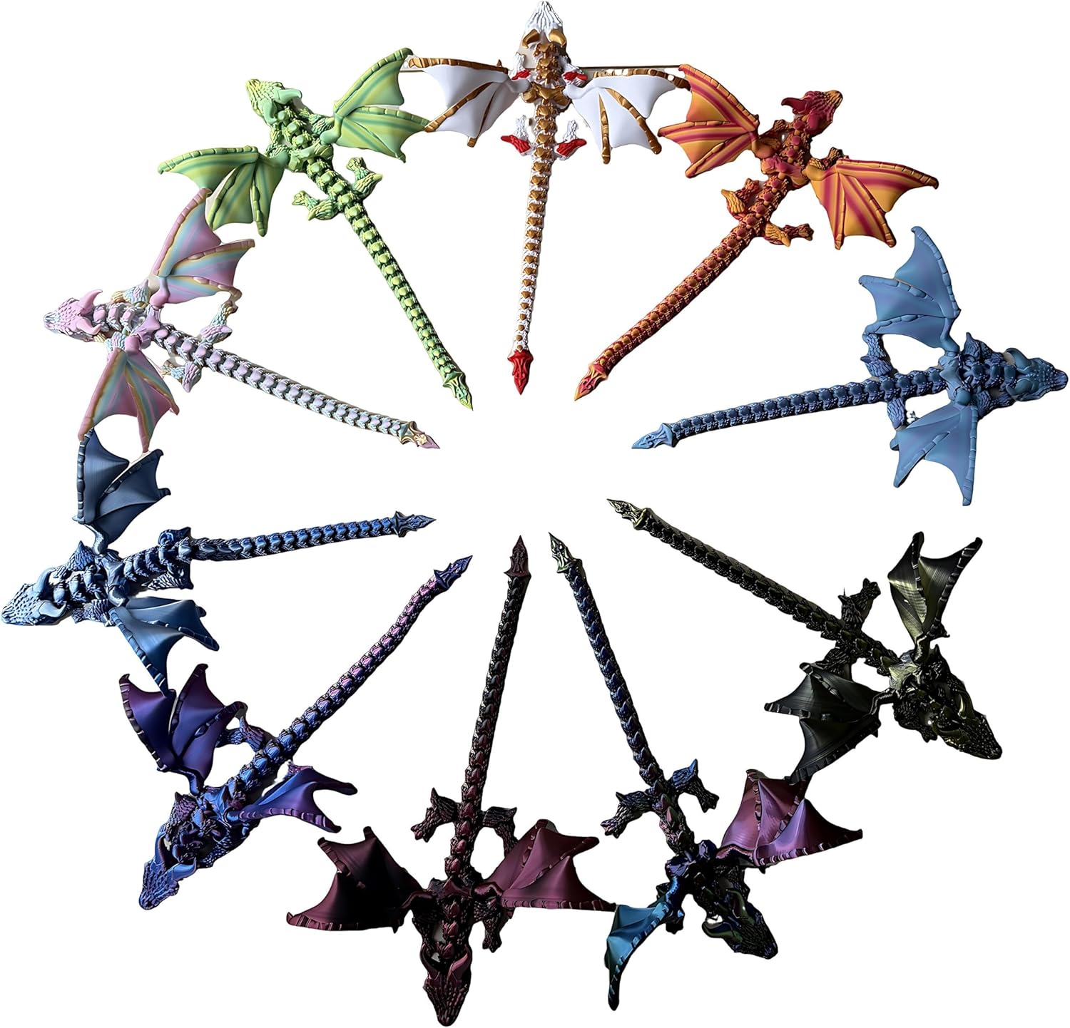 3D Printed Dragon with Wings, Flexible Articulated Fidget Dragon, 3D Printed Animals Collectible Birthday Gift for Home Office Desktop Pet Decor (Aerisyn) Age 18 Year+ - Image 6