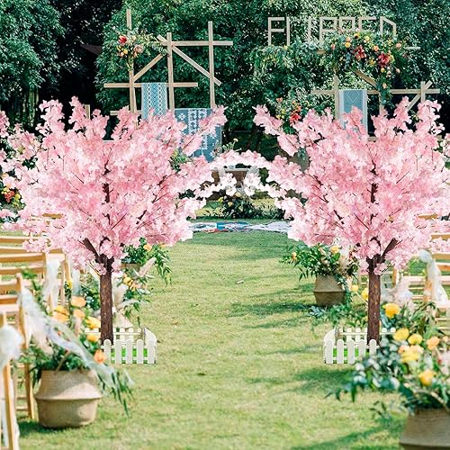 Miniatura 6 de Cerezos artificiales para decoración de interiores árbol rosa de cerezo artificial natural hecho a mano para fiestas, bodas, Navidad (4 pies)