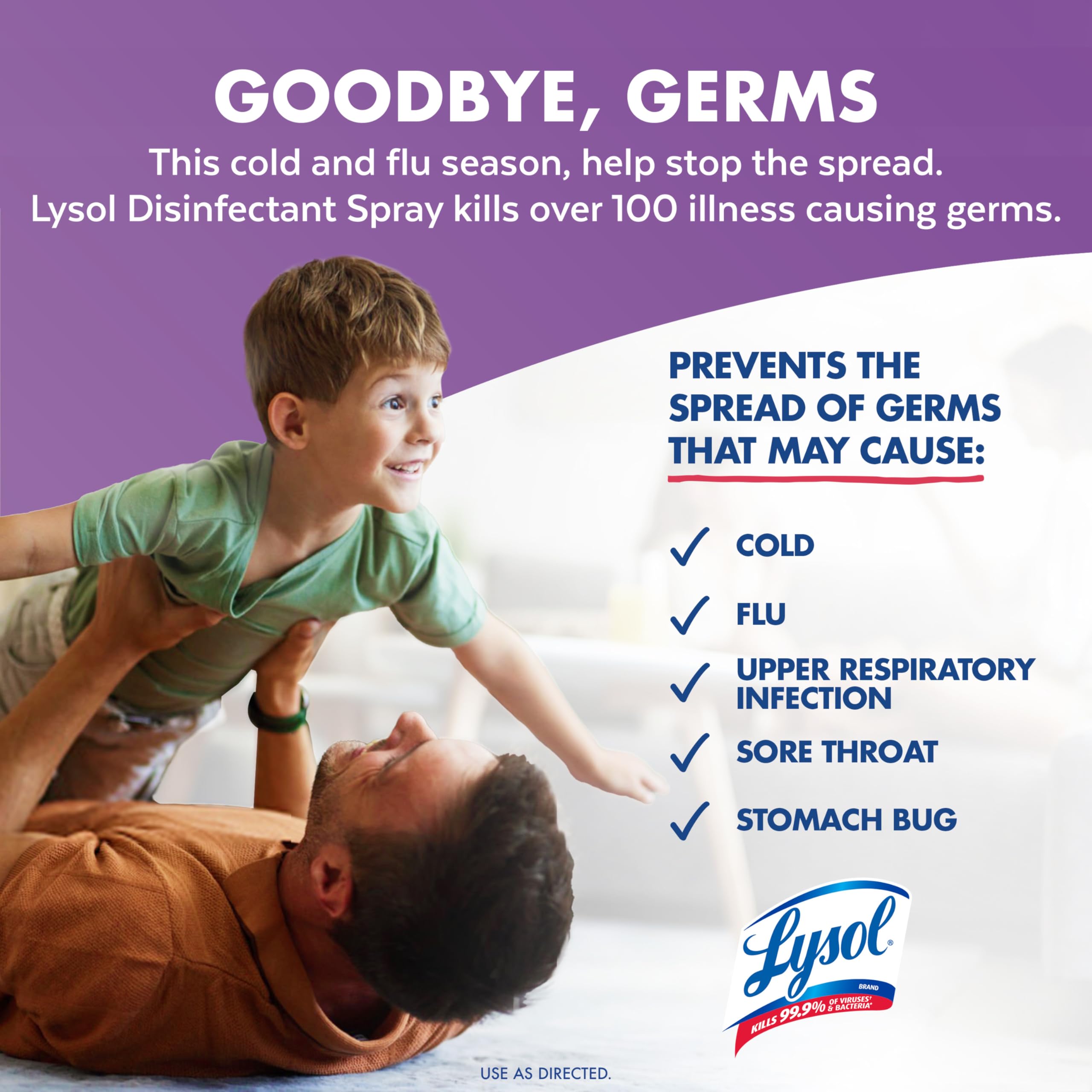 Lysol Disinfectant Spray, Sanitizing and Antibacterial Spray, For Disinfecting and Deodorizing, Lavender & Cotton Blossom Scent, 19 Oz (Pack of 2)