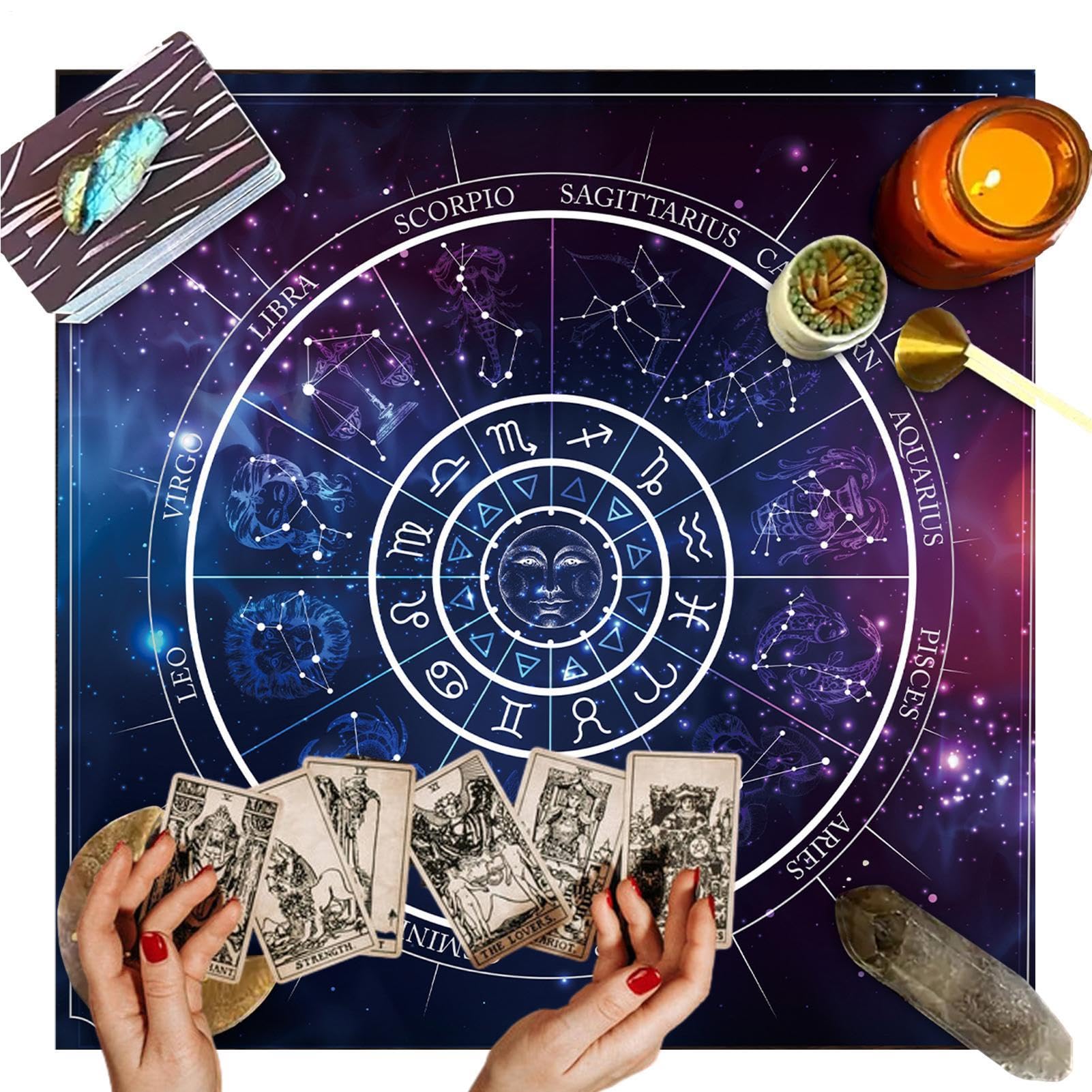 Mantel de tarot para altar y adivinación en tela portátil de diseño decorativo