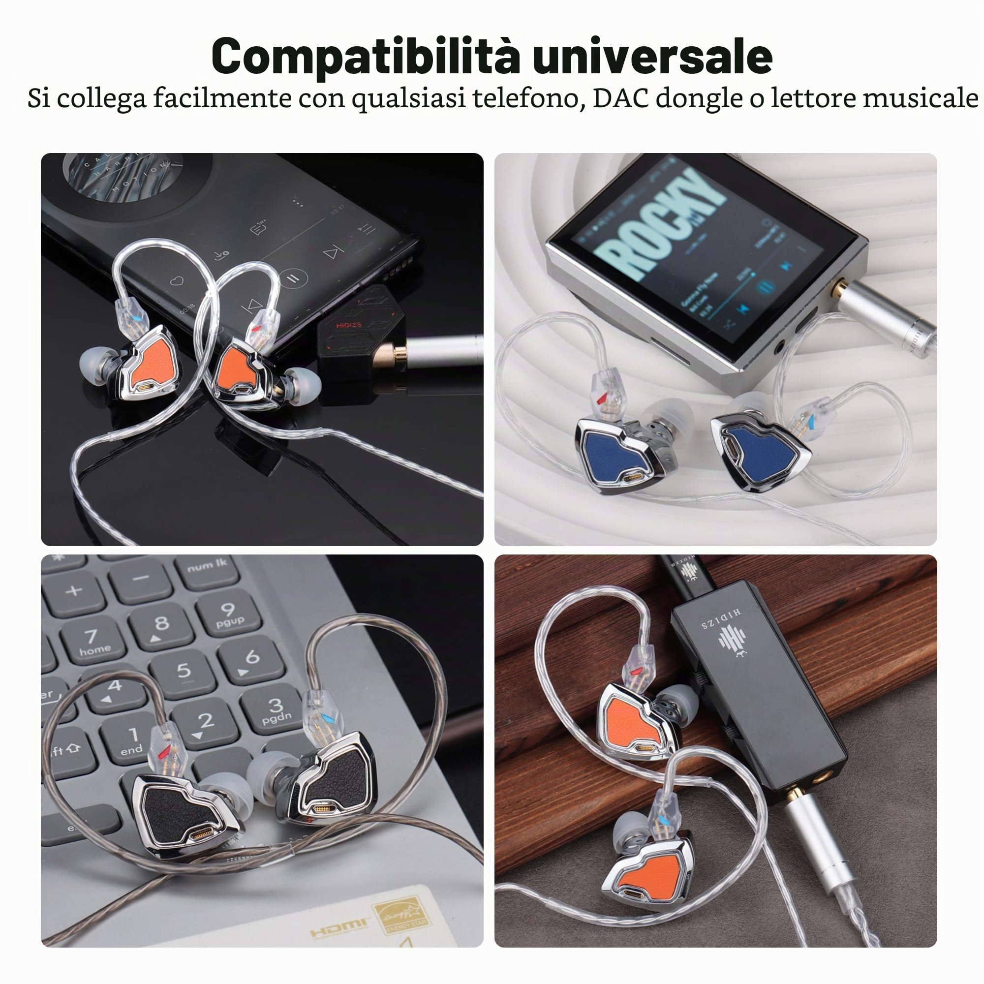 Hidizs MS2 PRO - Auricolari Iem cablati, driver doppi magnetici da 10,2 mm, monitor in-ear Hybird 1DD+1BA, stampaggio integrato in lega di zinco, filtri pneumatici per musicisti audiofili, cavo OFC