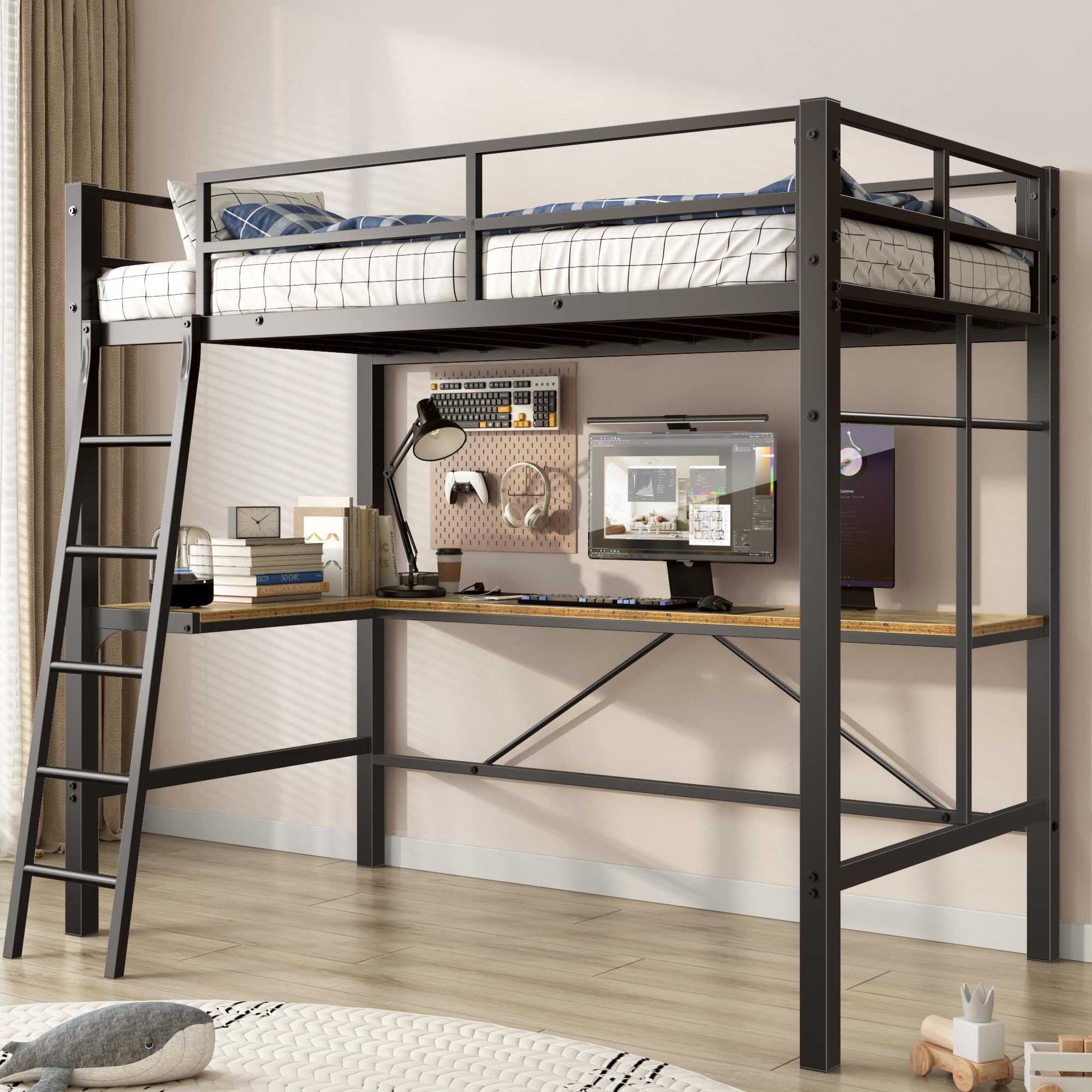 Loft Bed Twin Size With L Shaped Desk Heavy Duty Desertcart INDIA