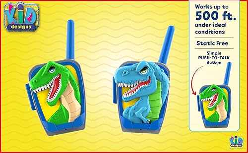 Miniatura 5 de eKids Walkie Talkies de juguete de dinosaurio para niños, juguetes libres de estática para interiores y exteriores para niños, diseñados para niños