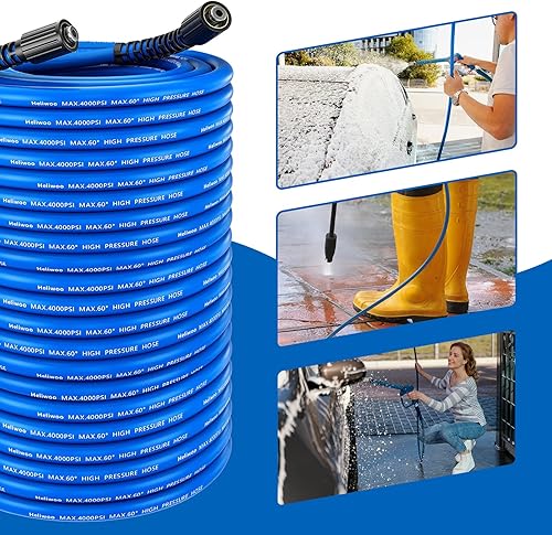 Miniatura 5 de Manguera flexible para lavadora a presión de 100 pies x 14 pulgadas, resistente a las torceduras máx. 4000 PSI, manguera de repuesto de extensión de