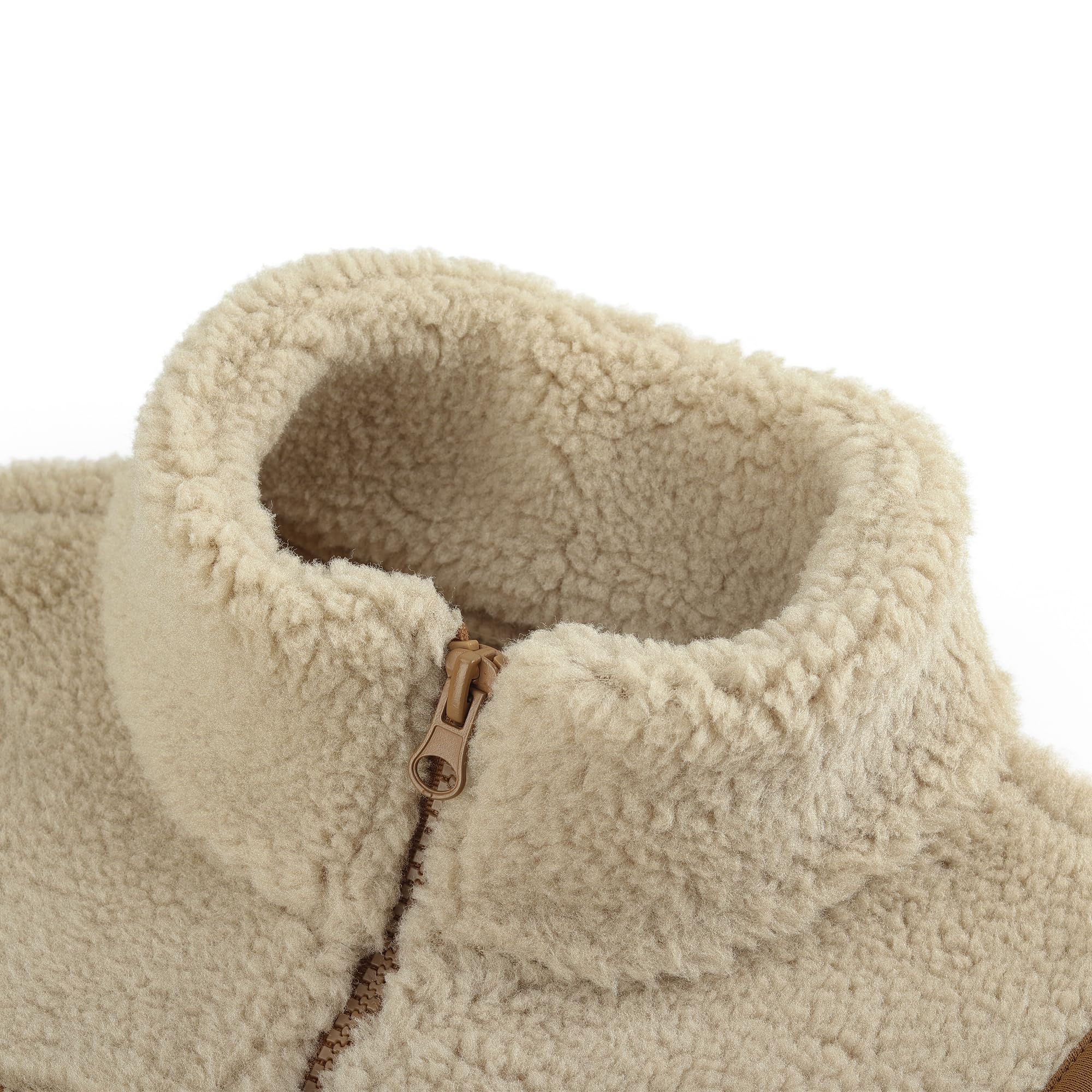 Tout-petits Enfants Polaire Gilet Galet Épaissir Enfants Col montant Fermeture Éclair Sans Manches Veste Parent-Enfant Automne Hiver Tops Vêtements d’extérieur avec Poches