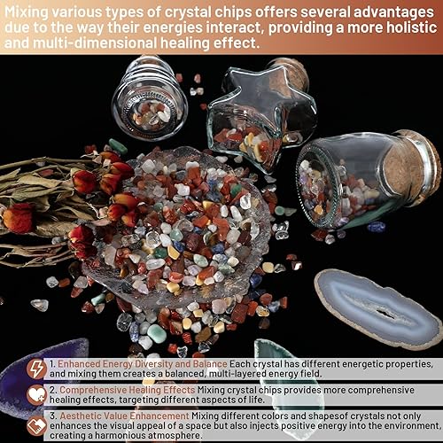 Miniatura 5 de Fragmentos de piedras de cristal mezclado natural de 1.1 libras - Piedras preciosas de cristal curativo triturado para brujería, rocas decorativas