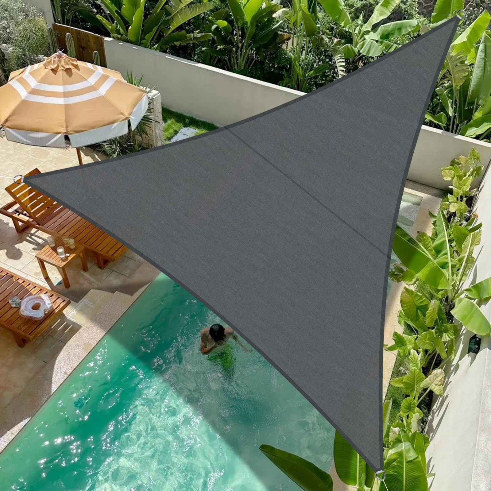 Tenda Parasole Triangolare COOLBOYS 4,6 X 4,6 M – Turchese, Blocco UV 95%, Per Patio, Giardino, Pergolato