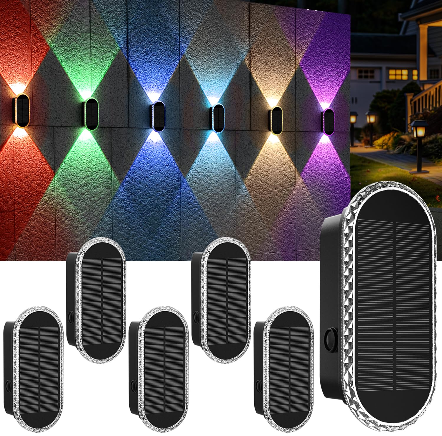 Solar Fence Lights Outdoor, RGB 6PK — image 1