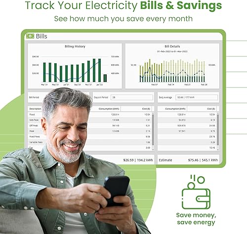 Miniatura 3 de Eyedro Monitor de energía para el hogar, monitor de uso de electricidad en tiempo real con medición de red solar, monitor de consumo de energía para