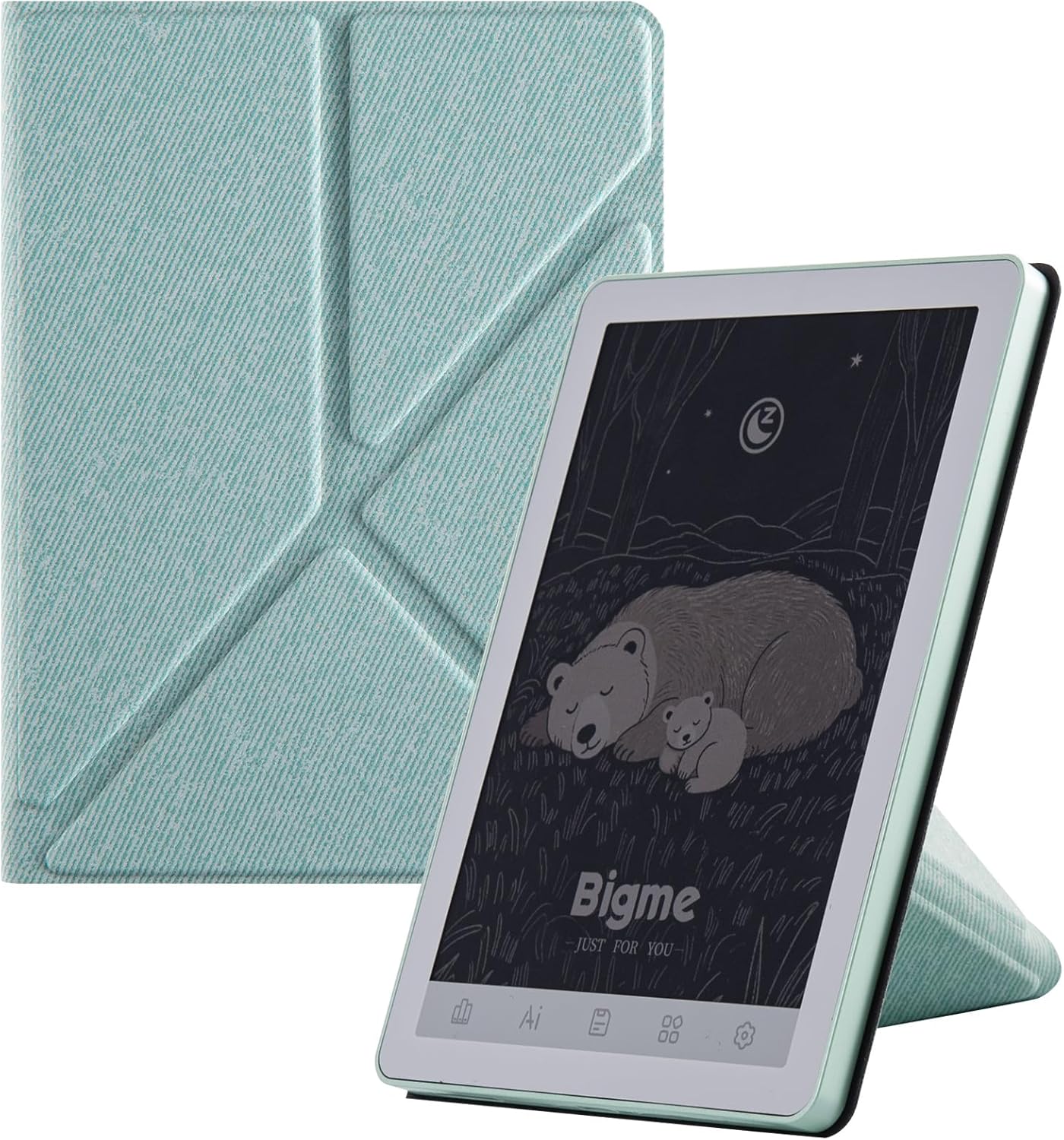 BOZHUORUI ﻿Case for Bigme B6 Color e-Reader | Magnetic Adsorption | Thin & Light | PU Leather Origami Stand Cover with Auto Sleep/Wake (Sage Green)