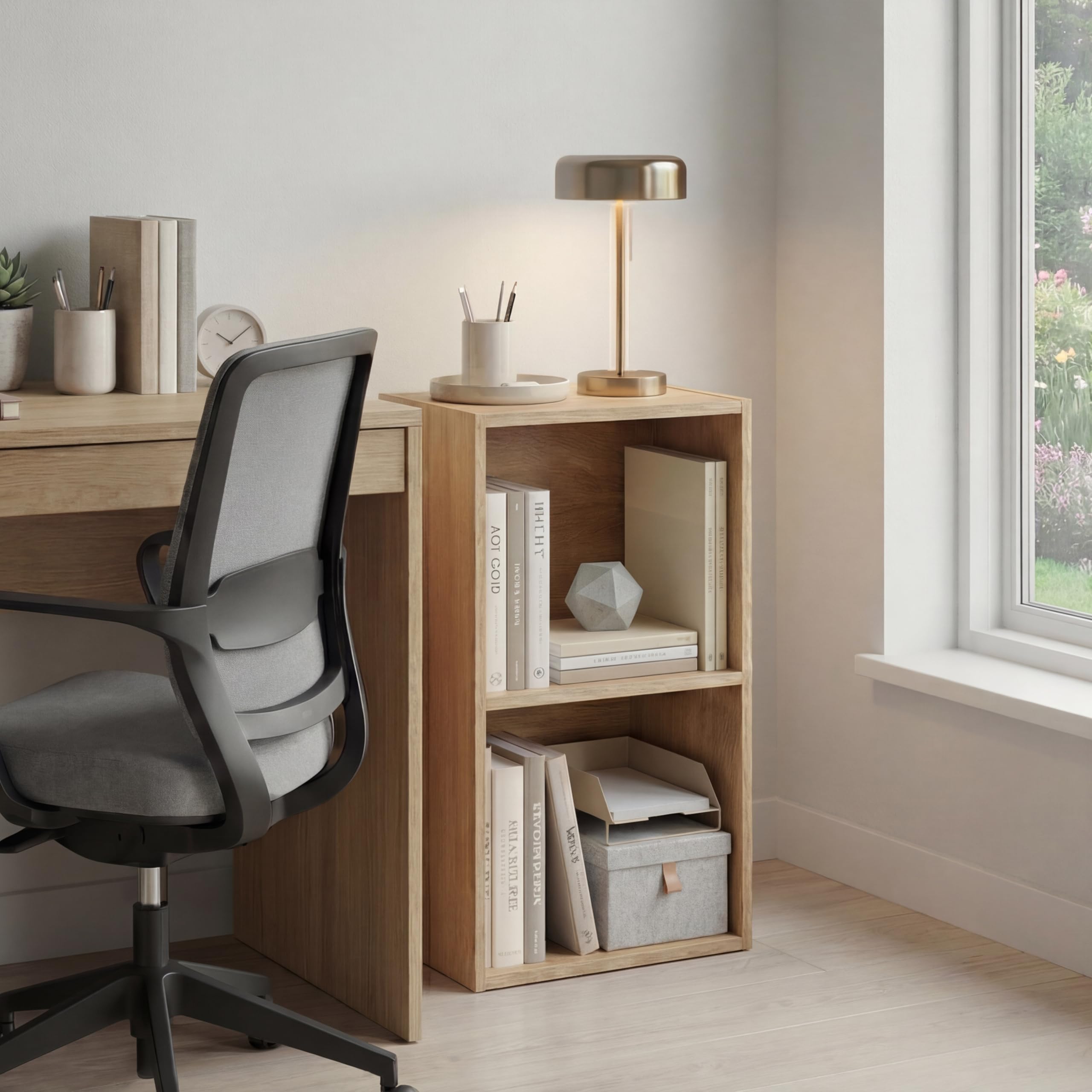 Vida Designs Oxford 2 Niveau Cube Bibliothèque Moderne Rangement H54xW32xD24cm Chêne