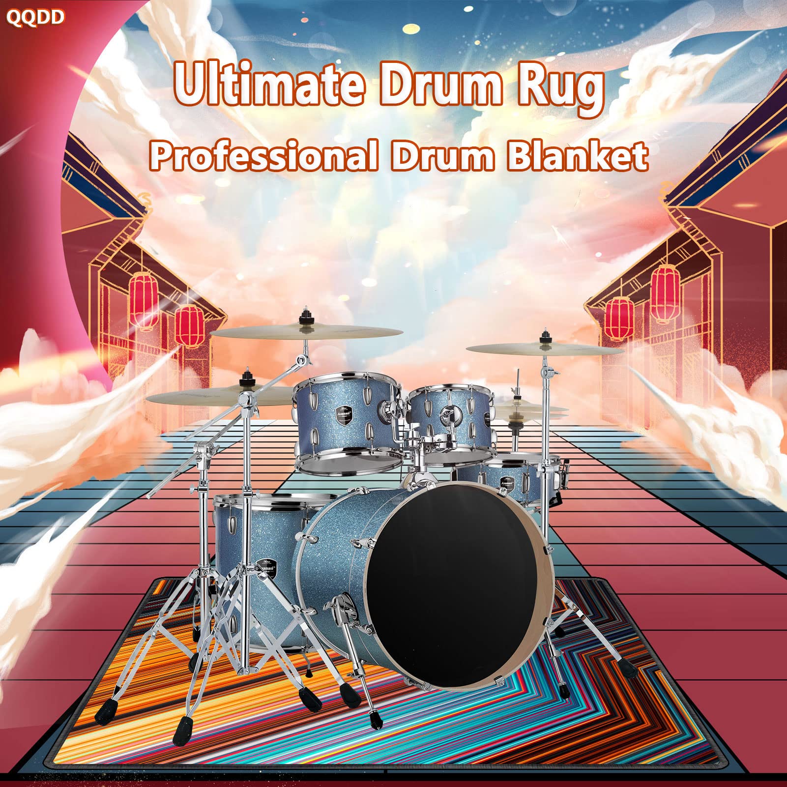 Tappeto per Batteria Tappetino per Batteria Tappetino Insonorizzato Tappeto Drum Carpet per Batterie Acustica elettroniche Snare Drum Tappeto a Tamburo Quadrato Antiscivolo (100CM - 160CM)