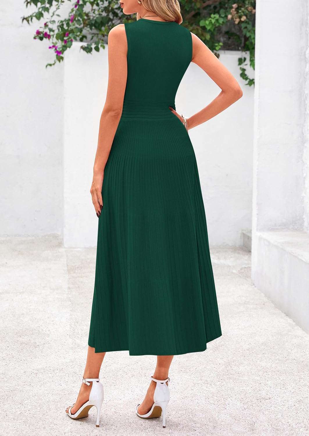 PRETTYGARDEN Spring Casual Dresses for Women 2026 Summer Business Work Midi Sleeveless A Line Pleated Cocktail Dress - Image 2