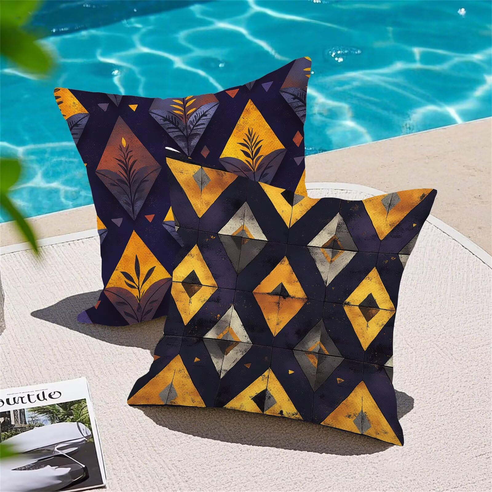 Juego de 4 Fundas Cojines Azul Geometría (6) 60 x 60 cm Fundas Cojines, Decoración Moderna Cojin Exterior, para Sofá salón Coche Cama Sillas Decoración, Cuadrado Terciopelo Sofá Cojín Exterior m-388