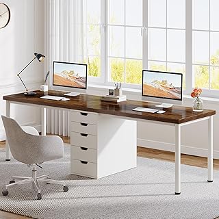 Tribesigns Two Person Computer Desk with 5 Drawers, 78.7 Inches Extra Lo...