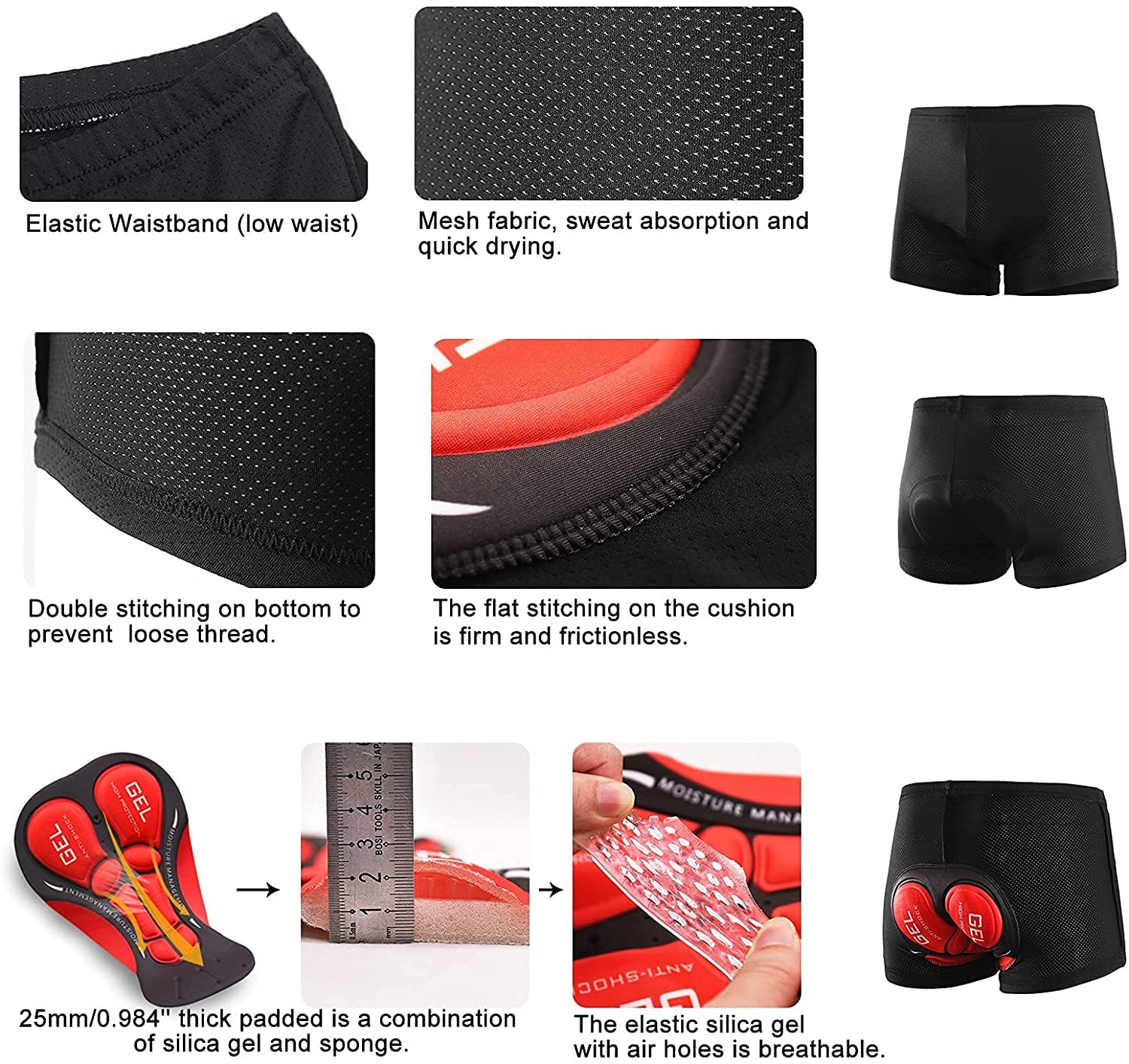Pantaloncini MTB Uomo, Pantaloncini Ciclismo Biciclette con 3D Cuscino, Bici MTB Pantaloni Loose Traspirante Shorts per Ciclismo da Corsa All'aperto