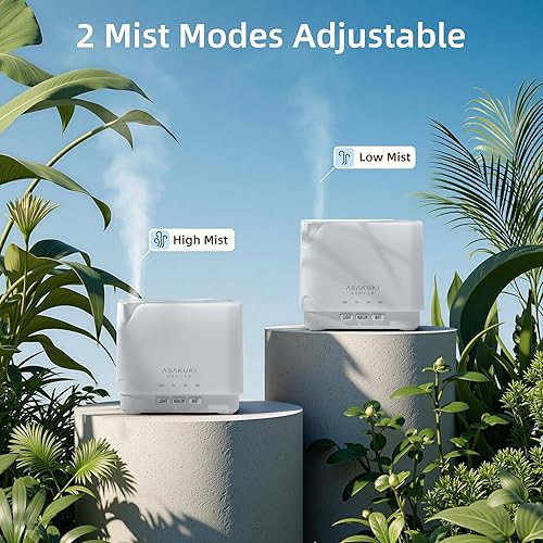 Miniatura 6 de ASAKUKI Difusor de aceite esencial, humidificador ultrasónico multifuncional vaporizador de aceite aromático con temporizador, interruptor de