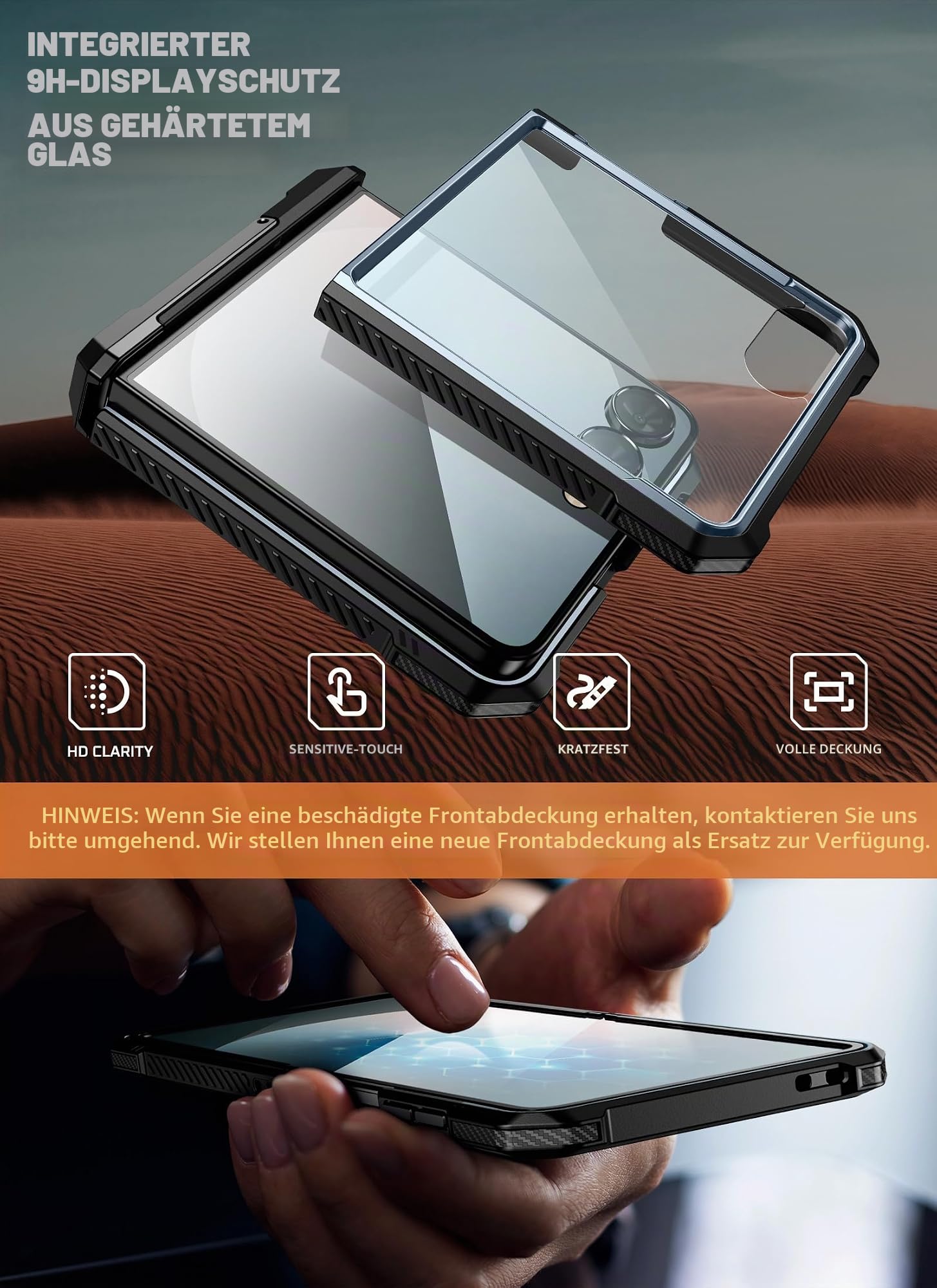 SUPCASE für Samsung Galaxy Z Flip 7 Hülle mit Ständer und Displayschutz (UB Grip), [Unterstützt MagSafe] [Scharnierschutz] Militärisch Schutzhülle Durchsichtig Handyhülle Bumper Case Cover (Blau) | Unterstützt MagSafe (UB Grip) Scharnierschutz Militärisch