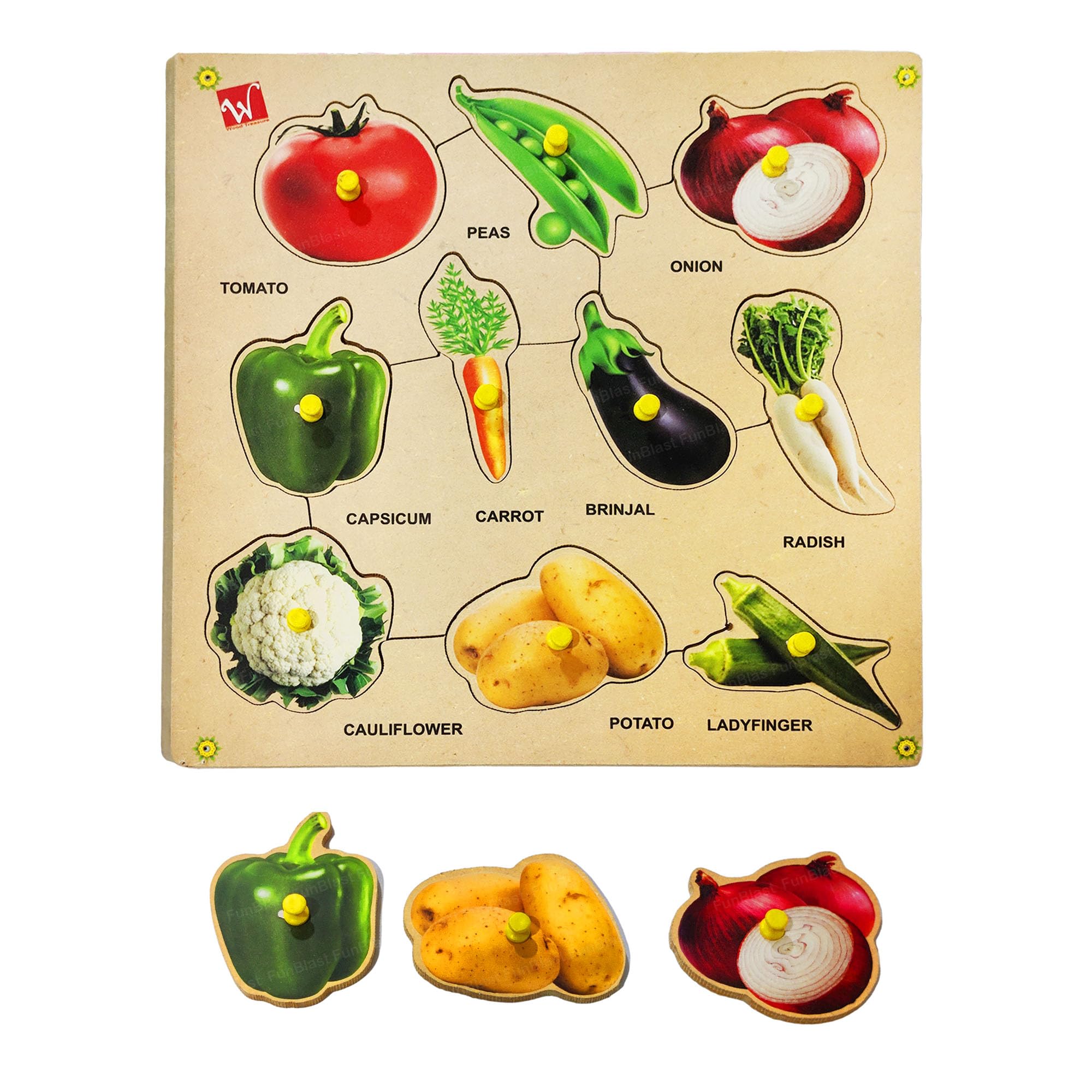 FunBlast Wooden Board for Kids – Learning Board for Kids, Wooden Vegetables Puzzle Game, Wooden Learning Board and Knobs, Vegetables Board for Kids (B0DFP6LX17) Amazon Price History, Amazon Price Tracker