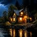 Rainy Cottage Night Ambience 4K for Fire TV | Rain and Distant Thunder Sounds