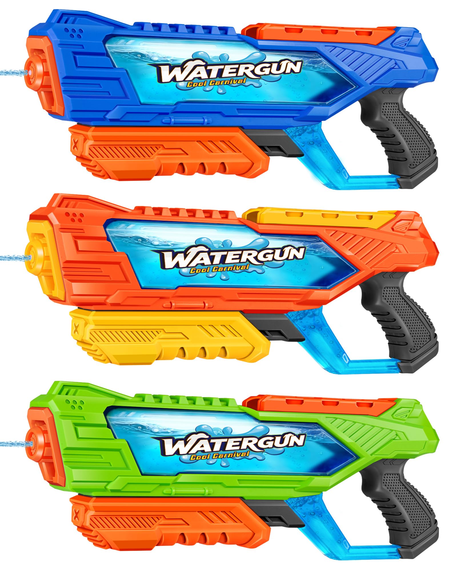 Quanquer 3 Pistolets À Eau De 1000 ML avec Grande Portée pour Enfants Et Adultes, Pistolet À Eau À Remplissage Rapide Jusqu’à 32 Pieds, Cadeau D’été Idéal pour Piscine, Plage Et Batailles D’Eau