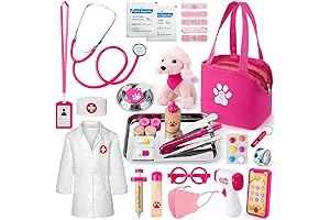 Doctor Kit for Kids: 36-Piece Veterinarian Playset with Dog Toy & Real Stethoscope