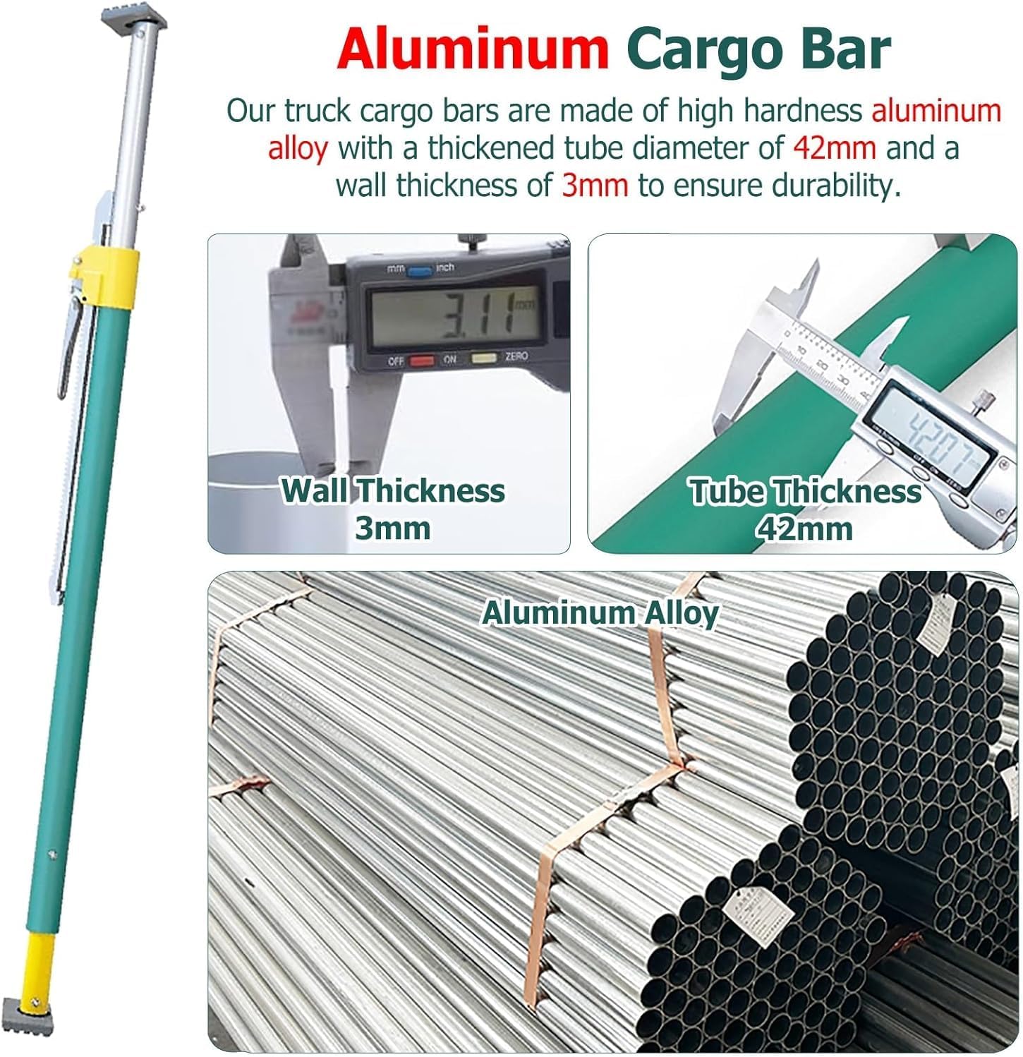 Truck Bed Bars to Stop Sliding, Aluminum Ratcheting Cargo Bar Tie-Down Holder, Sturdiness Truck Bed Pole Cargo Bar Easy to Install & Remove(Set of 5)