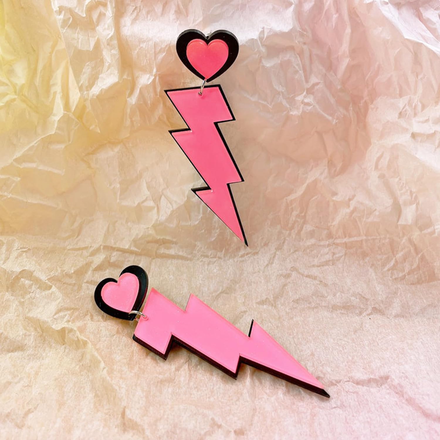 Retro Earrings for Women Neon Disco Accessories Cassette Tape Lightning Star Daisy Jewelry 80s 90s Outfit Costume Party Props Hip Hop Statement Dangle Birthday Party Neon Disco Costume Accessories image 4