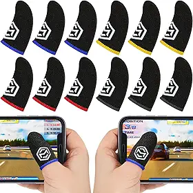 Jiuguva 120 peças de mangas de dedo para jogos com padrão para controles de jogos móveis capa de dedo para jogos antisuor controle de jogo manga polegar respirável capas de dedo tela sensível ao toque