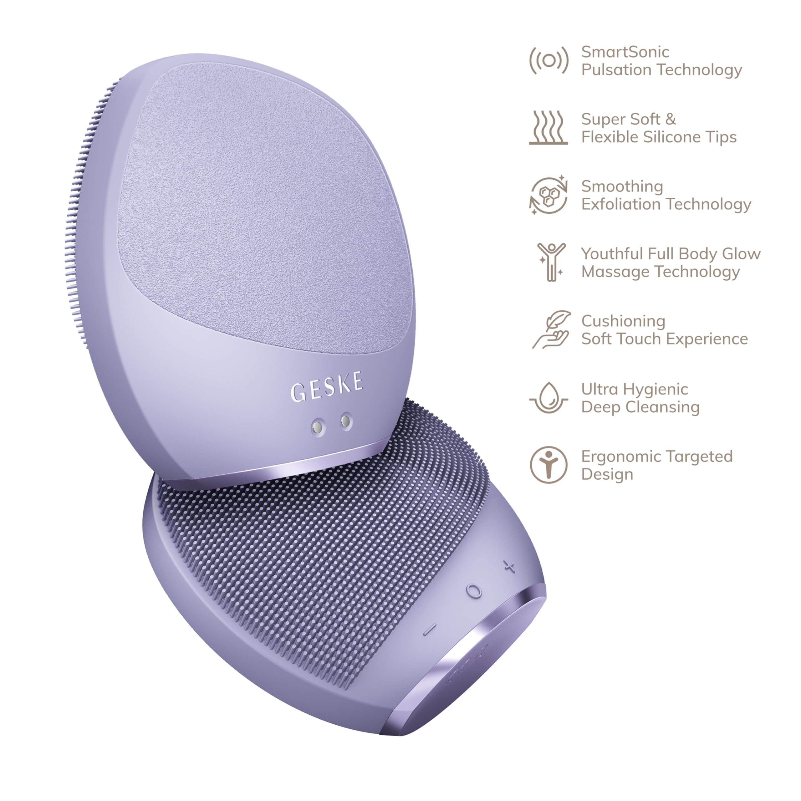 GESKE Sonic Body Brush & Intensive Exfoliator, Purple - Image 4