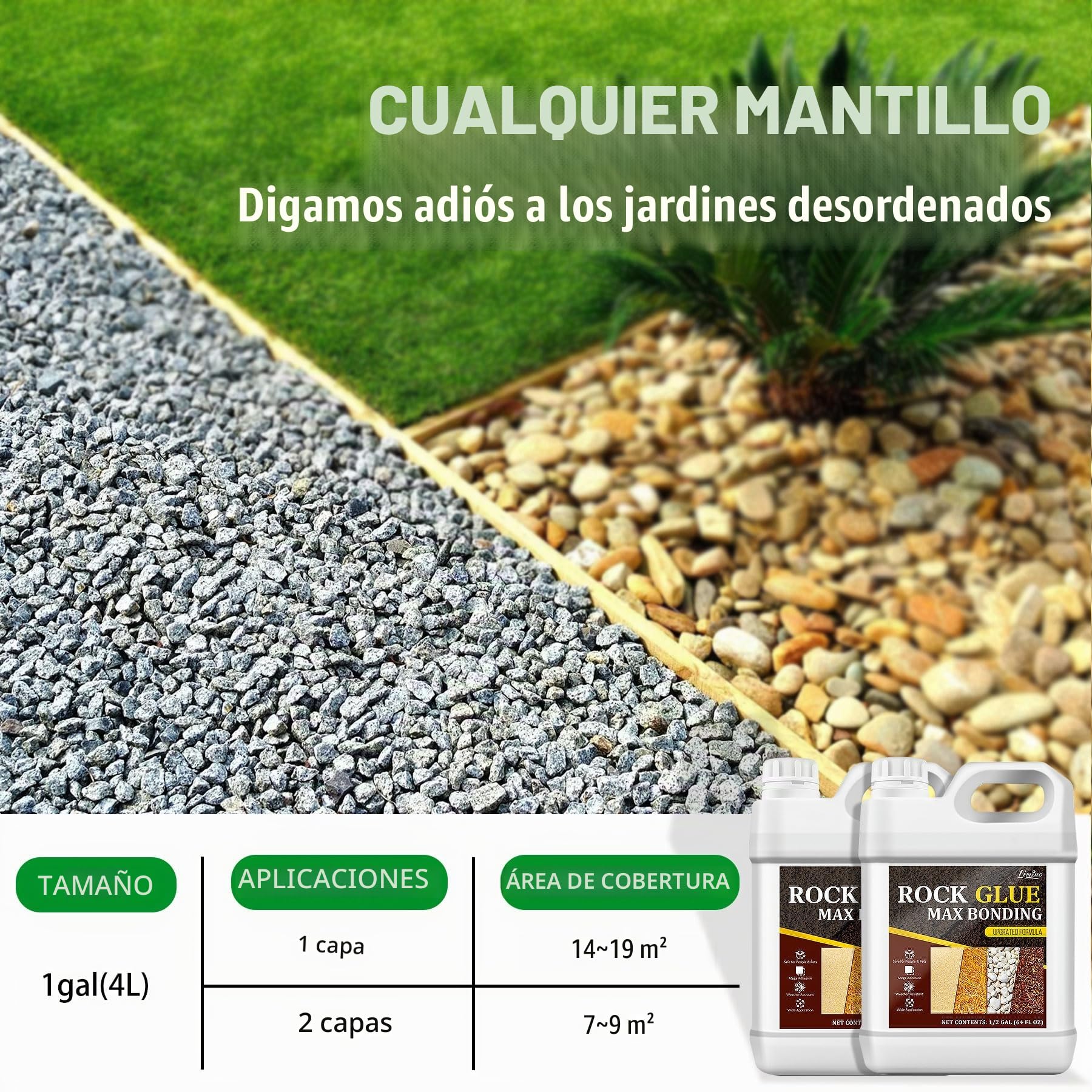 Resina Fijador Grava - Aglutinante para Grava, Adhesivo Extra Fuerte para Piedras, Pegamento para Mantillo para Fijar Piedras, Grava, Corteza - Estabilizador de Grava para Senderos, Terrazas (4 Liter)