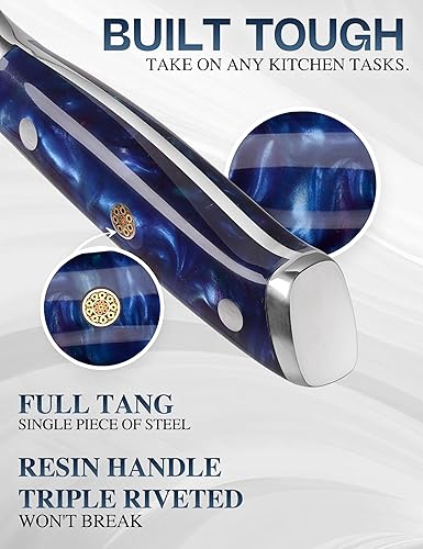 Miniatura 4 de WILDMOK Cuchillo para deshuesar de Damasco, cuchillo de filete súper afilado de 7 pulgadas, cuchillo japonés de acero de Damasco, mango de resina de