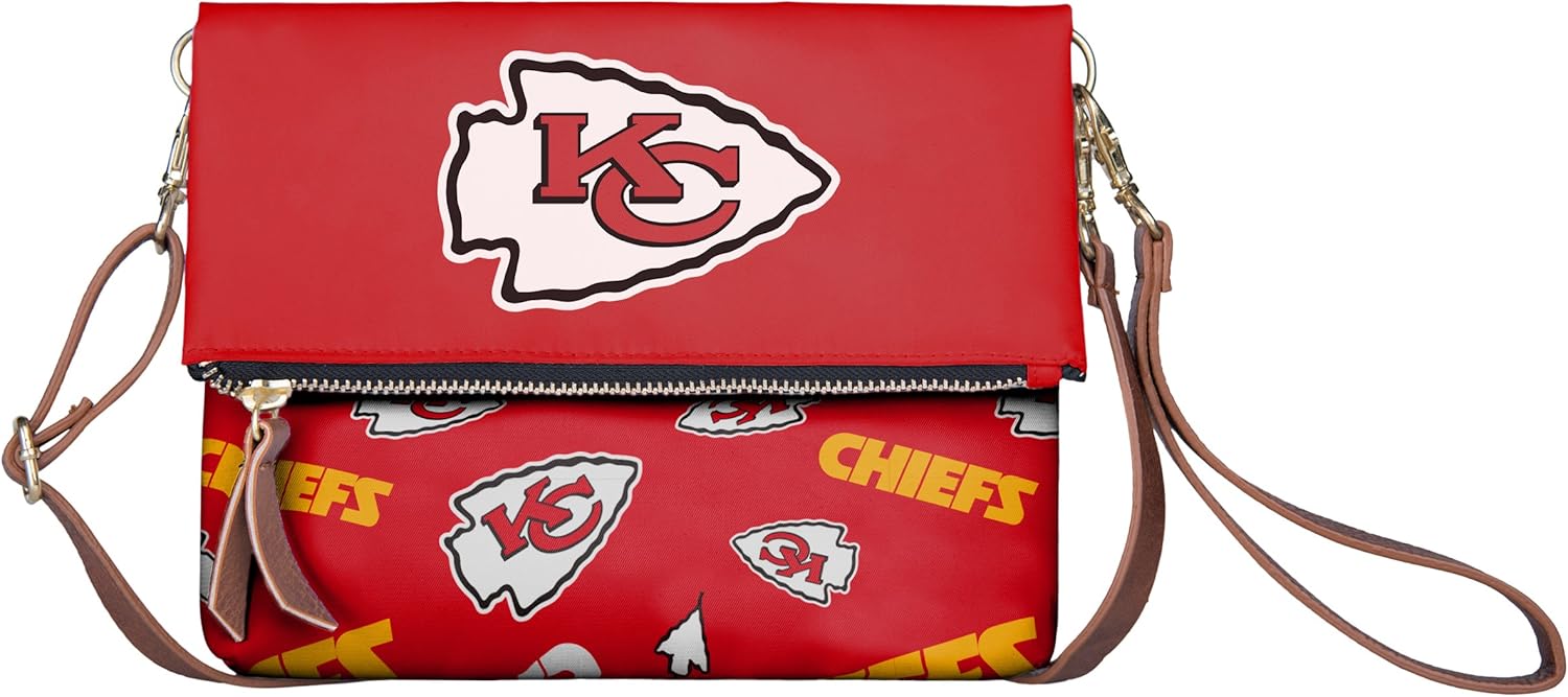 FOCO NFL Team Logo Printed Collection Foldover Purse Handbag Bag Tote
