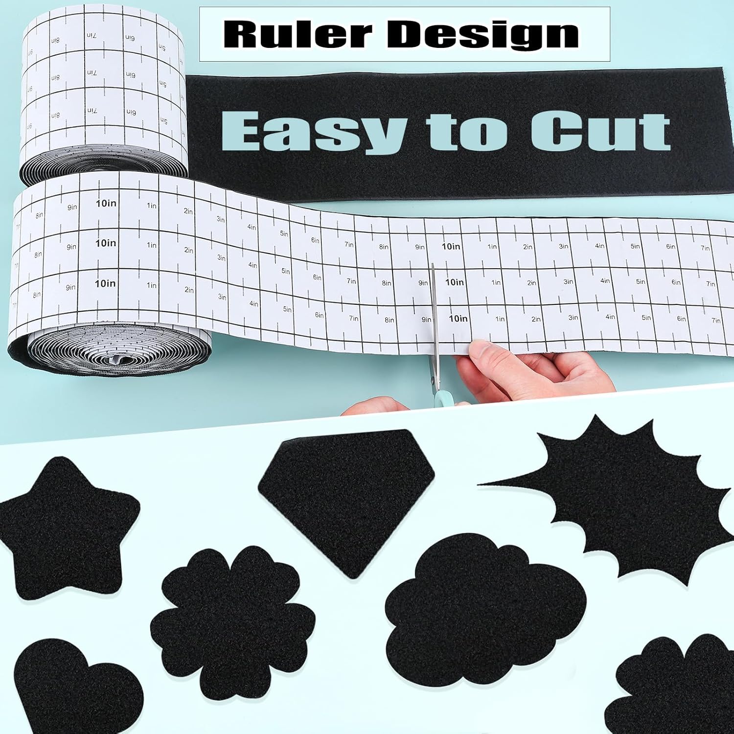 Navona 20Ft x 4 Inch Heavy Duty Hook and Loop Tape with Adhesive, Carpet Anti Slip Rug Gripper, Couch Cushion Grip, Hook and Loop Strips for Home, Office, DIY and Car -Black - Image 4