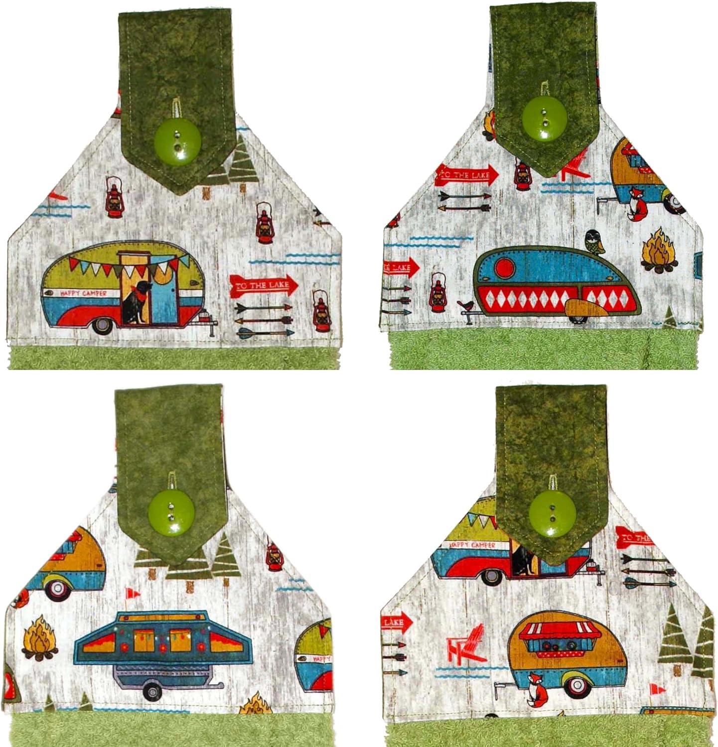 RV Camping Towel - Teardrop Camping Trailer - Sage Green Retro Camper - Tab Pod Trailer - Handmade