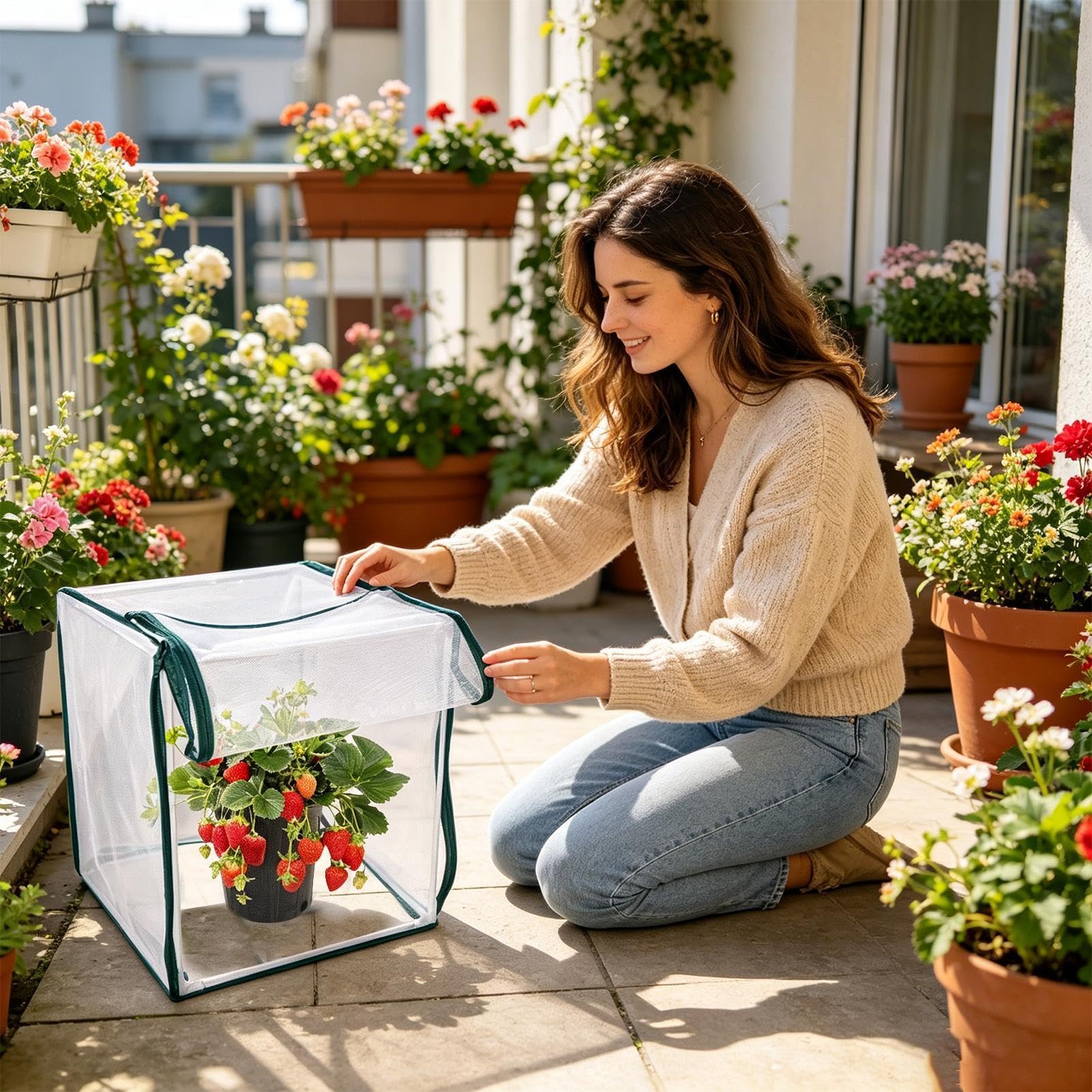 Filet Anti-Animaux Pour D'Extérieur Protecteur De Fleurs Avec Fermeture