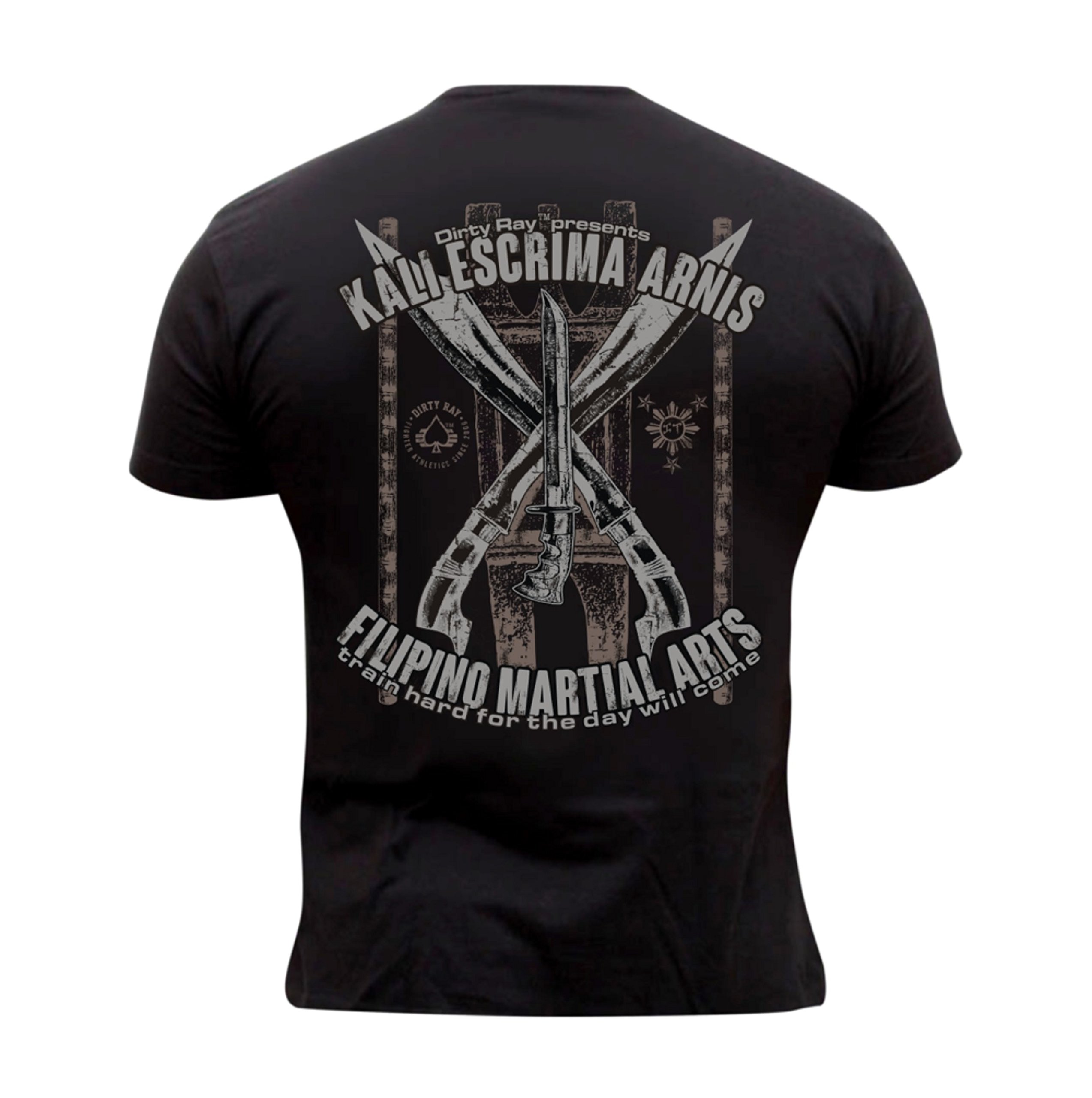 Dirty Ray Men's Black Martial Arts Mma Filipino Kali Escrima Arnis Short Sleeve T-Shirt Dt22c (Xxl)
