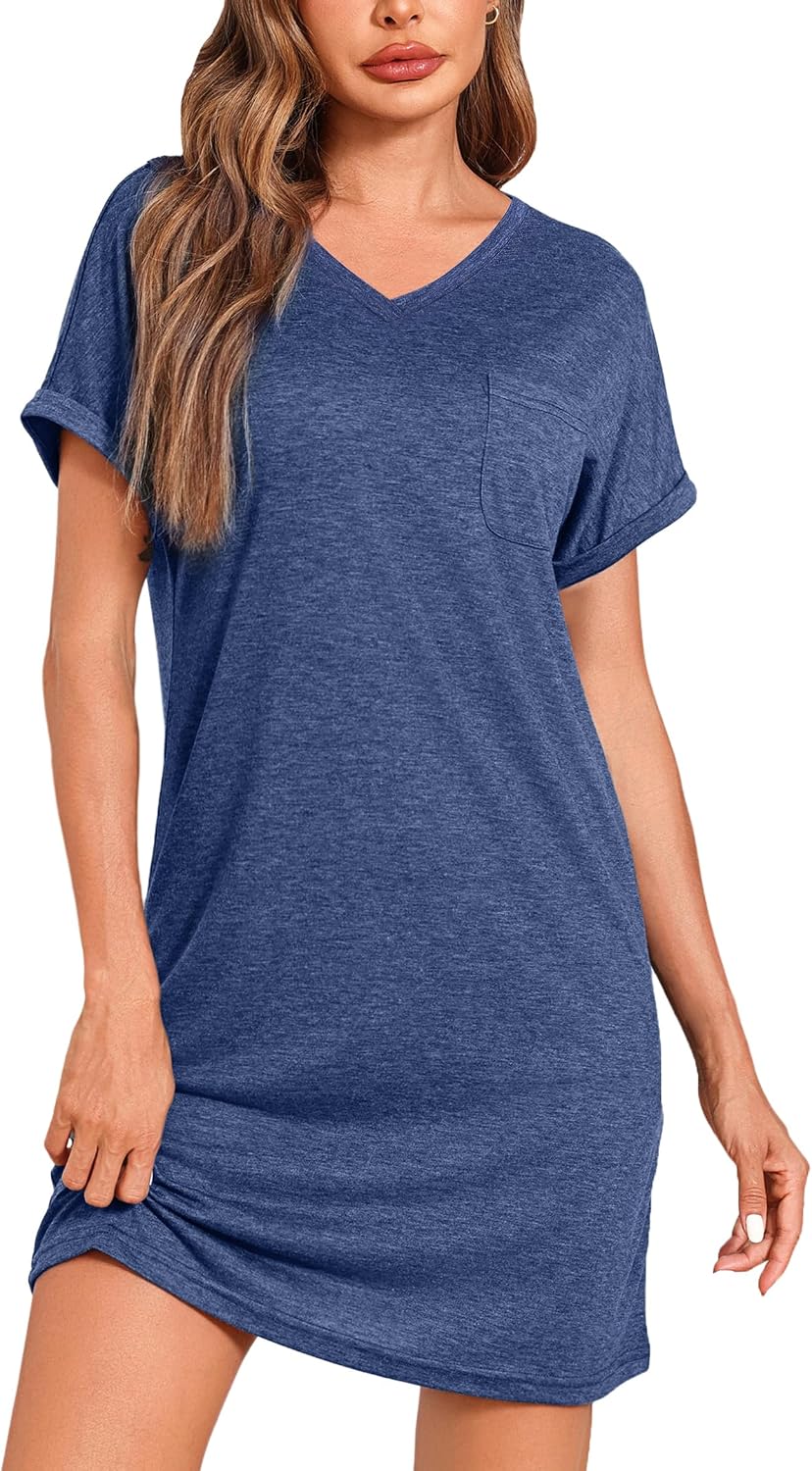 Pyjama Confort Grande Taille Chemise De Nuit Femme Leversic - 95% Coton - Manches 3/4 - Col V Avec Poches - Taille S à 3XL Vêtement Maison Féminin
