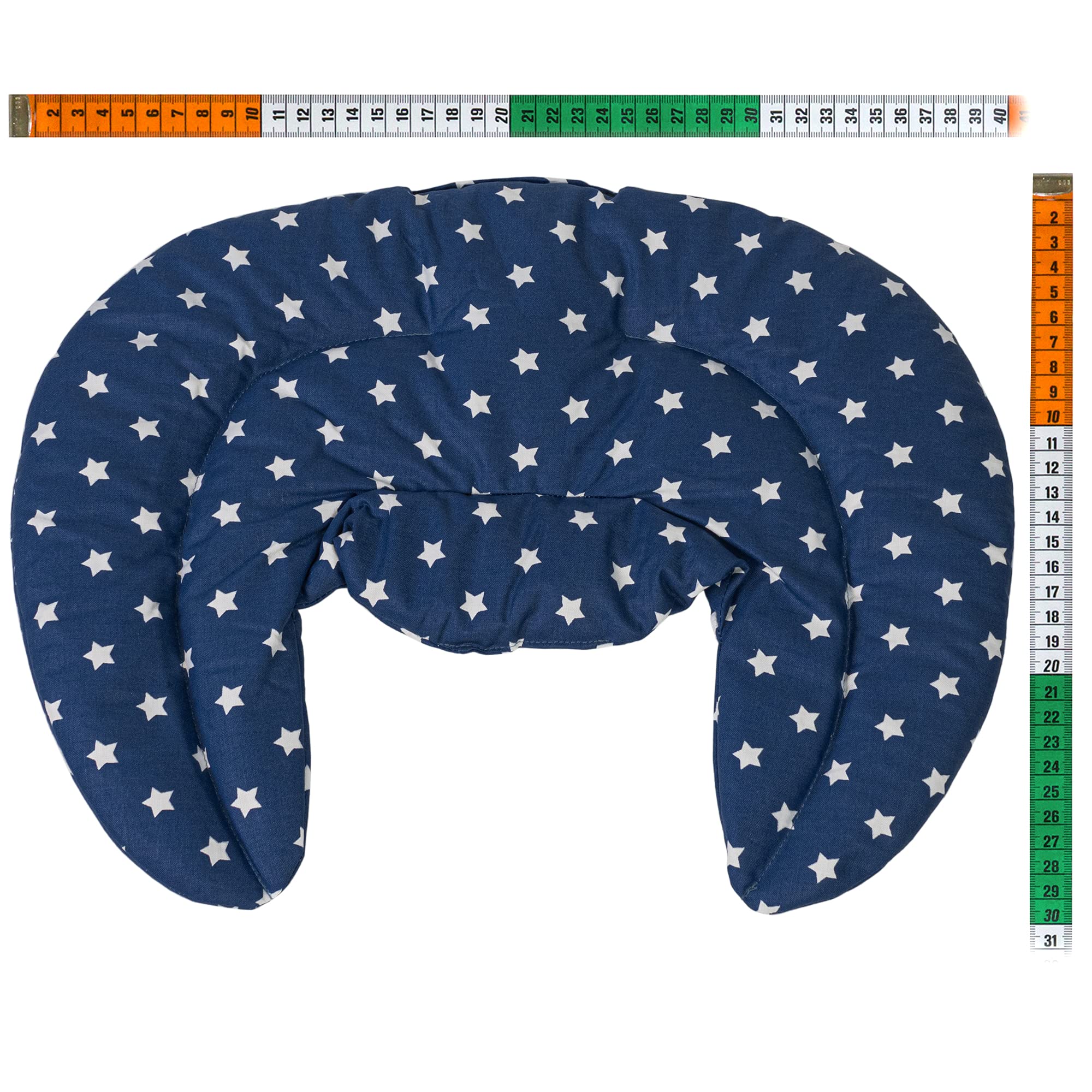 Cojín cervical de calor con cuello - estrella azul - Almohada térmica con huesos de cerezas. Cojín de nuca. Saco térmico de semillas