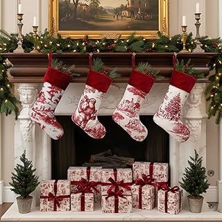 15 Nostalgic Christmas Aesthetic Ideas That'll Fill Your Heart with Holiday Cheer! 36 4 Pcs Vintage Country Christmas Stockings Farmhouse Christmas Stockings ...