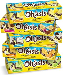 Chocolate Covered Coconut Patties Variety Pack – 5 Tropical Flavors – Pina Colada, Island Rum, Original Creamy Coconut, Orange & Key Lime – Gourmet Tropical Candy & Gift Treats – 10.5 oz Each – Pack of 5