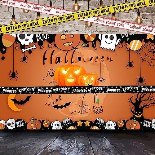 Miniatura 5 de Feuerlos 3 rollos de cinta de advertencia de decoración de Halloween, cinta de precaución de peligro de Halloween, cintas de miedo zombi, accesorios