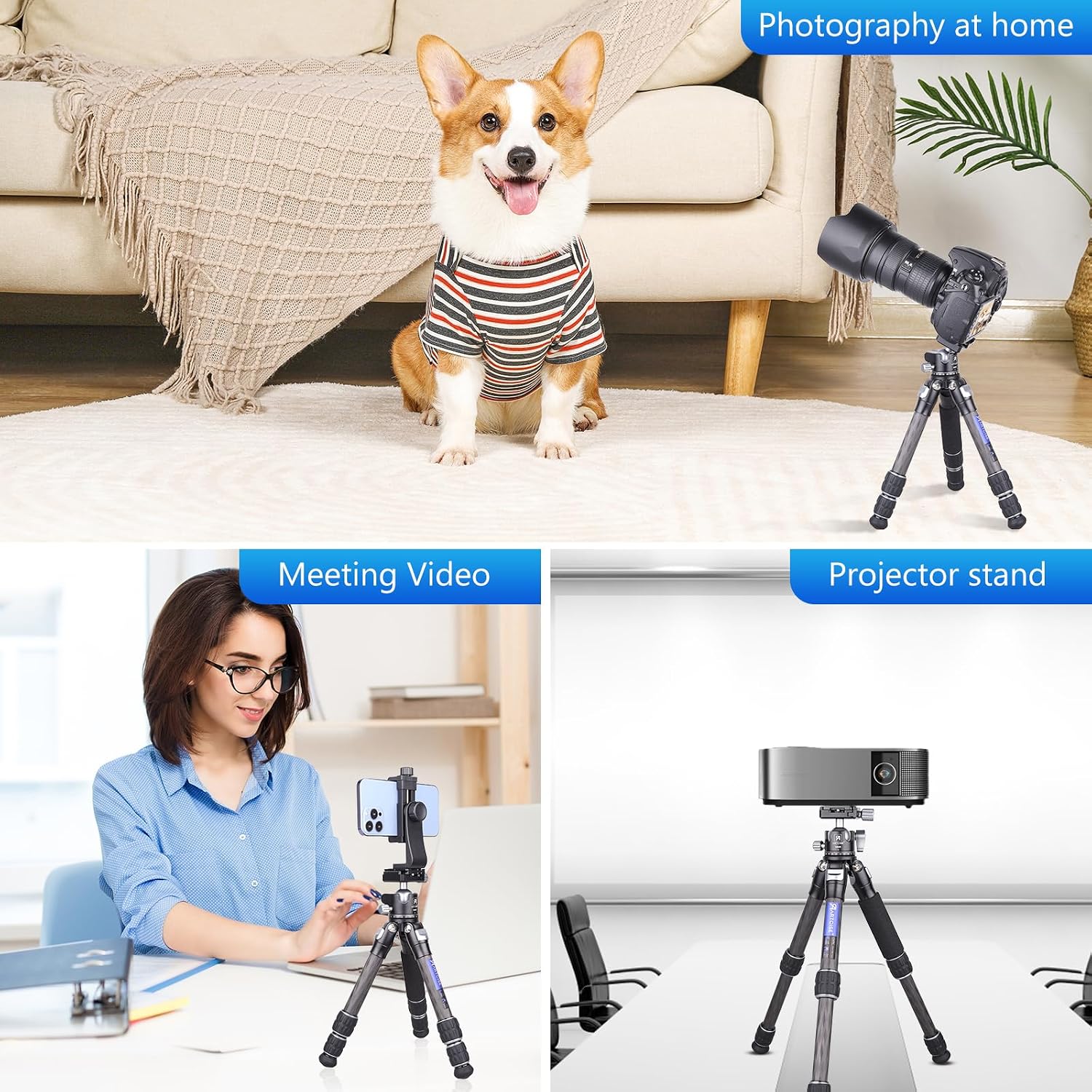 ARTCISE Mini Carbon Tripod CS25C Lightweight Compact Travel Carbon Fiber Desktop Tripod Portable Table Camera Video Tripod for DSLR Digital Mobile Phone Max Load 22lb/10kg