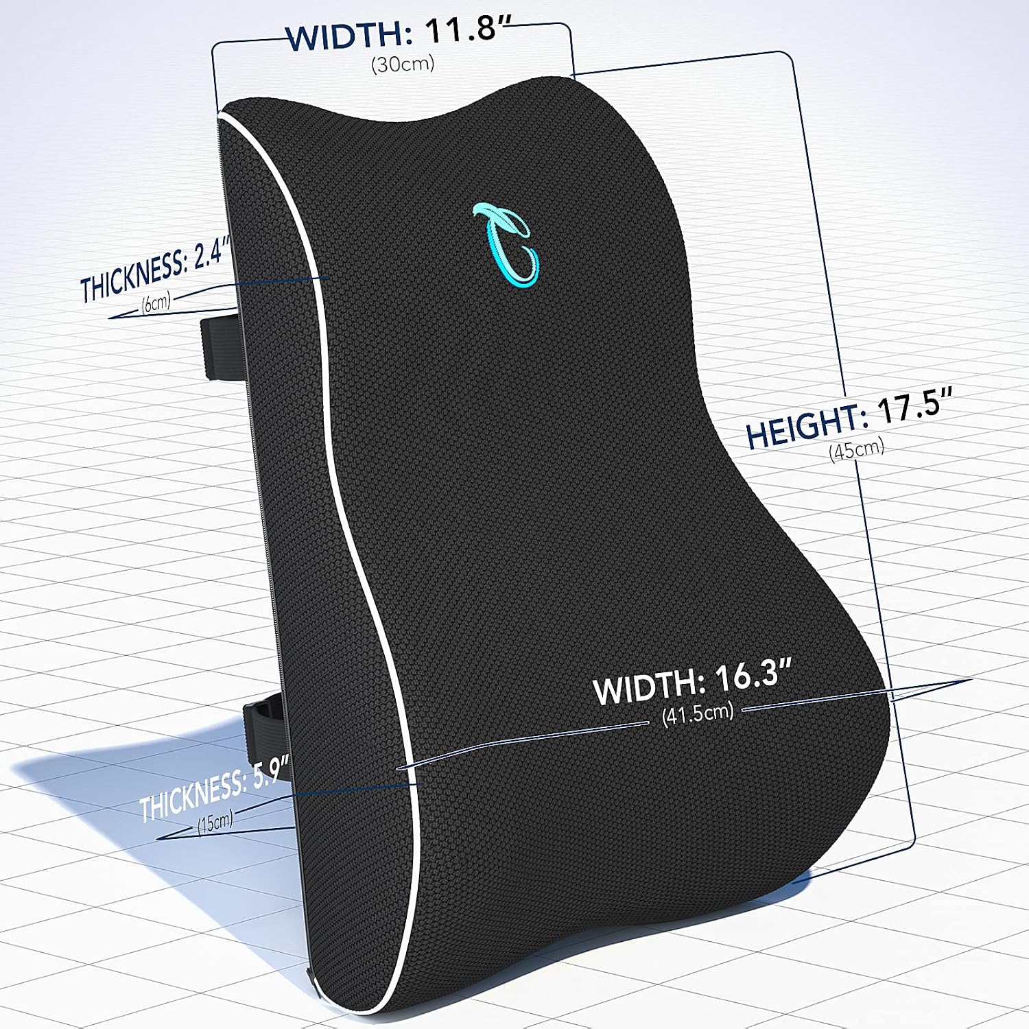 Lumbar Support Pillow for Office Chair, Memory Foam Back Cushion with Updated 3D Mesh Cover, Car Seat Back Pillows for Back Pain Relief, Ideal Back Pillow for Computer/Desk Chair, Car Seat, Etc.