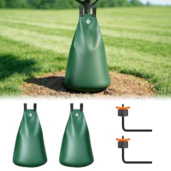 HIRALIY 20 Gallon Tree Watering Bag, 2 Pack, Slow Release 1-5 Days | Deep Root & Automatic Drip Irrigation System, for Multi-Trunk Newly Planted Small Trees and Shrubs