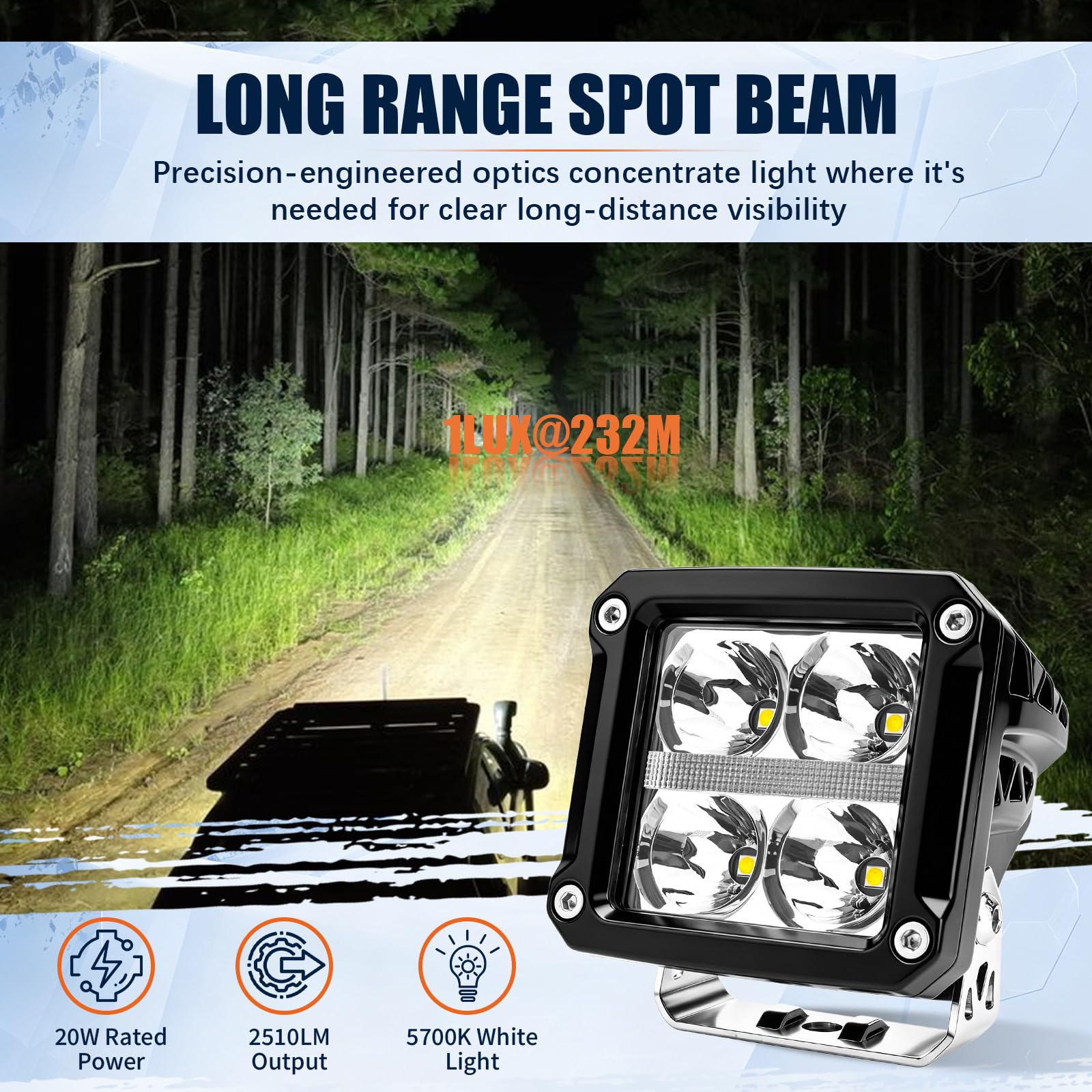 Chelhead Projecteurs LED 3"12V avec feux de jour blancs,kit de câblage,IP68