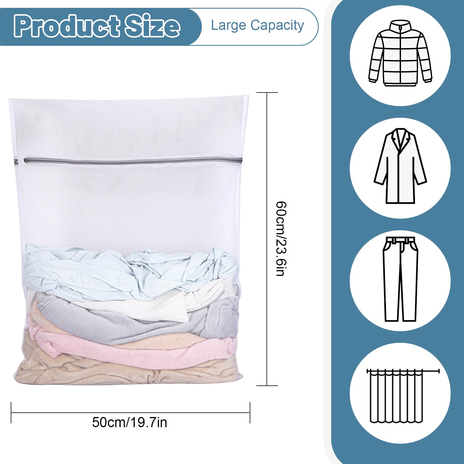 2 PCS Large Mesh Laundry Bags with Zips - Image 2